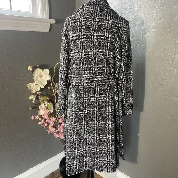 Stella Luce Open Jacket Black/White Size Medium Belted Midi Spring Fall - Picture 7 of 9